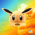 Casquette Pokémon Évoli marron avec grandes oreilles et visage brodé, vue de face